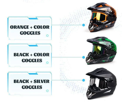 DOT Certified Professional Off-Road Motorcycle Helmet - Adults & Children - Downhill Racing Motor Helmet with Free Gift