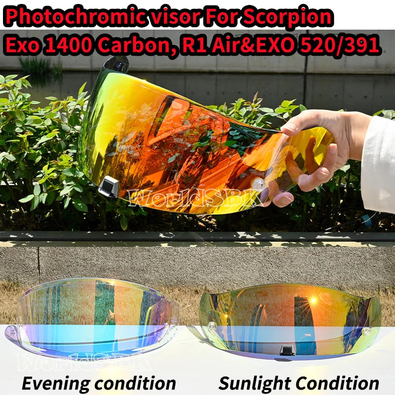 Motorcycle Helmet Visor Lens KDF-16-1 Compatible - Anti-UV Anti-Scratch Photochromic Shield for Full Face Helmets