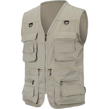 Men's Multi-Pocket Tactical Vest - Summer Outdoor Hiking Fishing Photography Waistcoat Cargo Jacket (S-6XL)