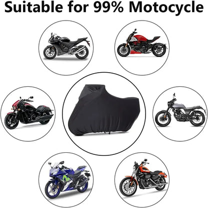Universal Motorcycle Cover - Elastic Fabric with UV Protection for Indoor & Outdoor Use (M-4XL Sizes)
