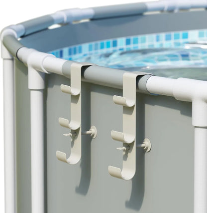 Adjustable Pool Pole Hooks - 2/3-Hook Swimming Pool Equipment Hanger for Telescopic Skimmer Poles and Pool Accessories