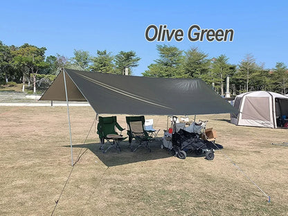 Waterproof Camping Tarp - 3500mm PU Coated 190T Polyester Sun Shelter with UV Protection - Multiple Sizes Available