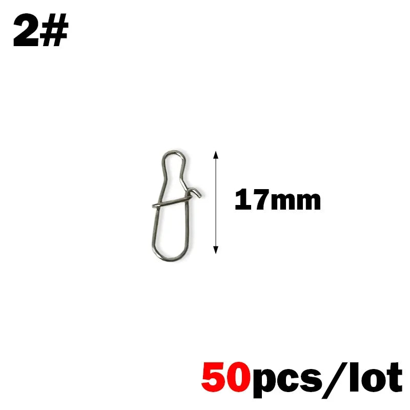 50PCS Stainless Steel Pin Swivel Fishing Accessories - Connector Lure Clip Rolling Swivels for Sea Fishing