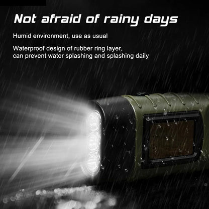 Solar Hand Crank LED Flashlight - Portable Emergency Lantern with Dynamo Power for Outdoor Camping, Hiking & Long-Range Illumination