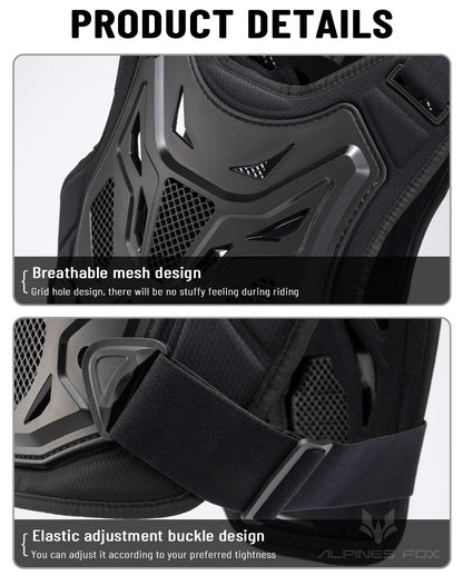 All-Season Motorcycle Armor Vest - PE Shell Body Protection for Motocross, Dirt Bike & MTB - Men & Women