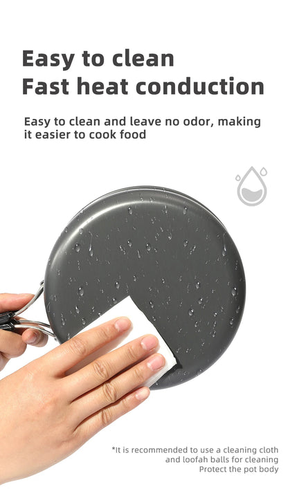 PACOONE Portable Camping Cookware Set - Complete Outdoor Cooking Kit with Pot, Kettle, Pan & Tableware for Hiking and Picnic