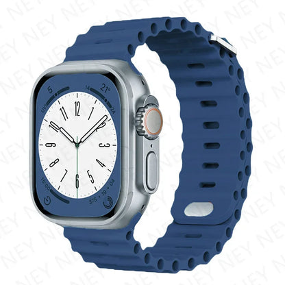 Ocean Strap Silicone Band for Apple Watch - Compatible with Ultra 2, Series 9/8/7/6/5/4/3/SE - All Sizes (49mm, 45mm, 44mm, 42mm, 41mm, 40mm) - Premium Silicone Bracelet Wristband
