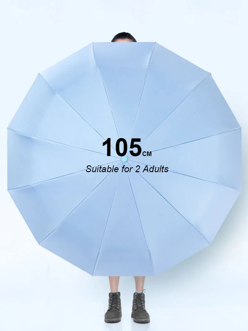 Large 24-Rib Automatic Umbrella - Lightweight Collapsible Outdoor Sunshade with UV Protection