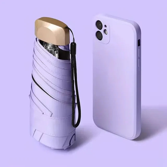 Mini Pocket Umbrella - Compact Folding Rain & Sun Parasol with UV Protection (Capsule Design)