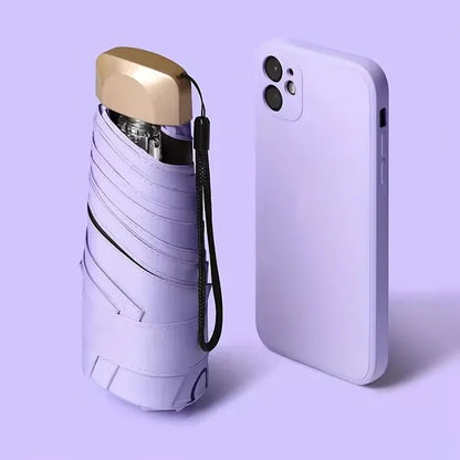 Mini Pocket Umbrella - Compact Folding Rain & Sun Parasol with UV Protection (Capsule Design)