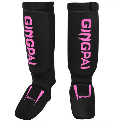 Cotton MMA Shin Guards - Boxing Kickboxing Foot Protection with Instep Ankle Support for TKD Muay Thai Training