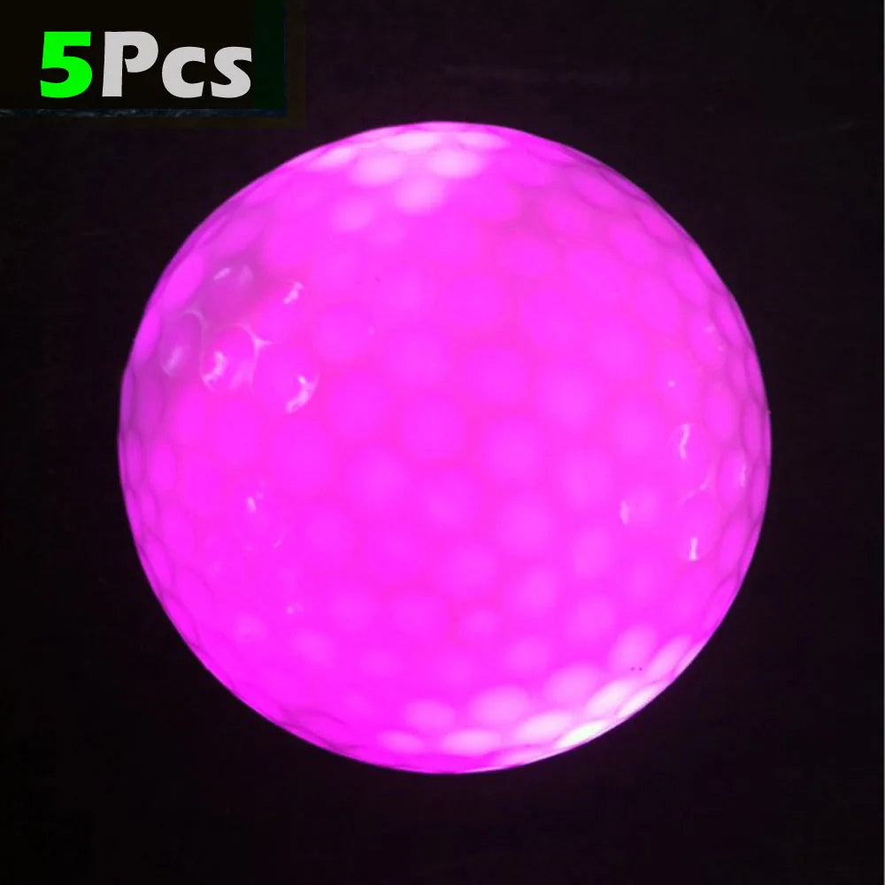 LED Golf Balls - 5 Pack Glow in the Dark Night Training Balls (Blue, Orange, Red, White, Green, Pink)