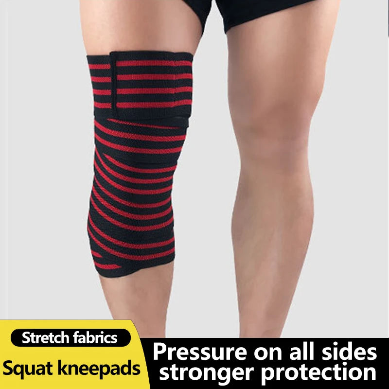 Premium Knee Compression Wraps - Elastic Fitness Straps for Weight Lifting, Squats & Gym Training Support