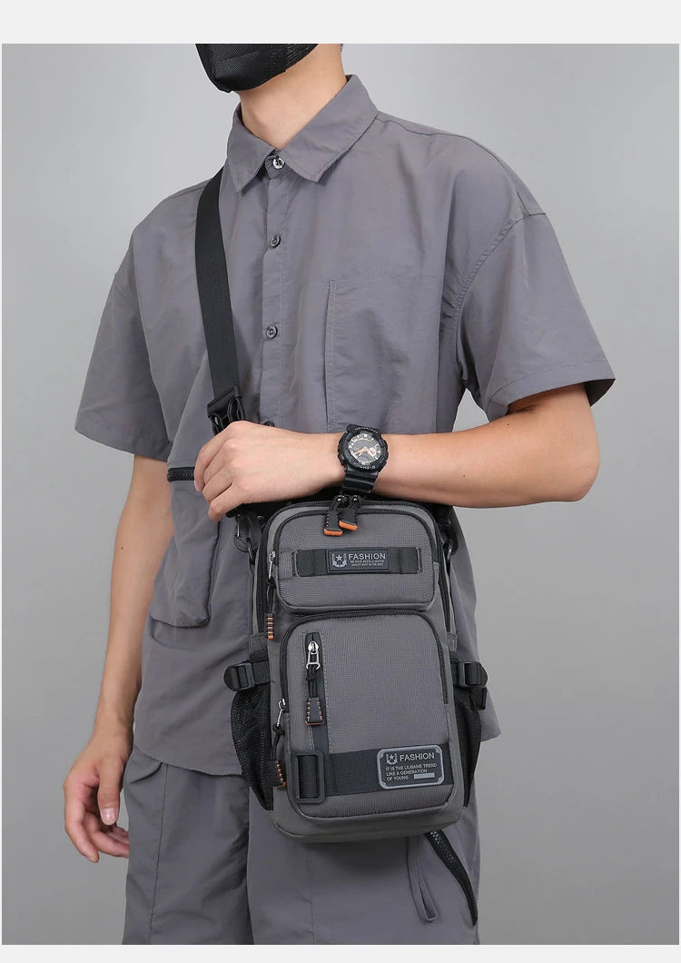 Men's Oxford Chest Pack - Unisex Crossbody Waist Bag with Zipper Pockets