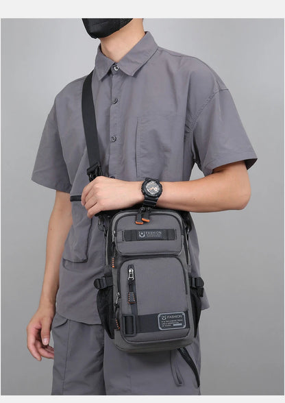 Men's Oxford Chest Pack - Unisex Crossbody Waist Bag with Zipper Pockets