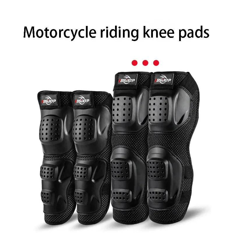 Motorcycle Knee and Elbow Pads - 4-Piece Breathable Racing Protection Set for Off-Road and Outdoor Sports