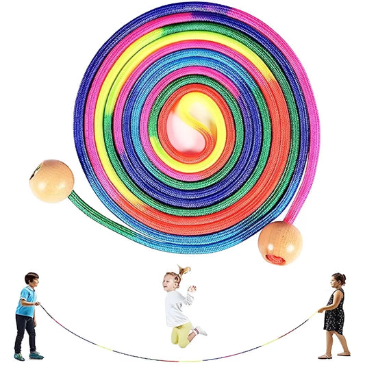 Rainbow Group Jump Rope 5M - Long Speed Skipping Rope with Anti-Slip Handles for Students, School & Outdoor Sports