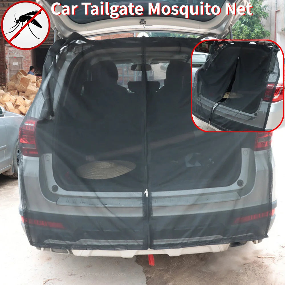 SUV & RV Tailgate Mosquito Net - Magnetic Mesh Curtain, Breathable & Eco-Friendly