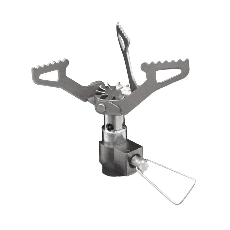 Ultra-Lightweight Titanium Mini Camping Gas Burner - 25g Portable Pocket Stove - Outdoor Hiking Folding Cooking Furnace