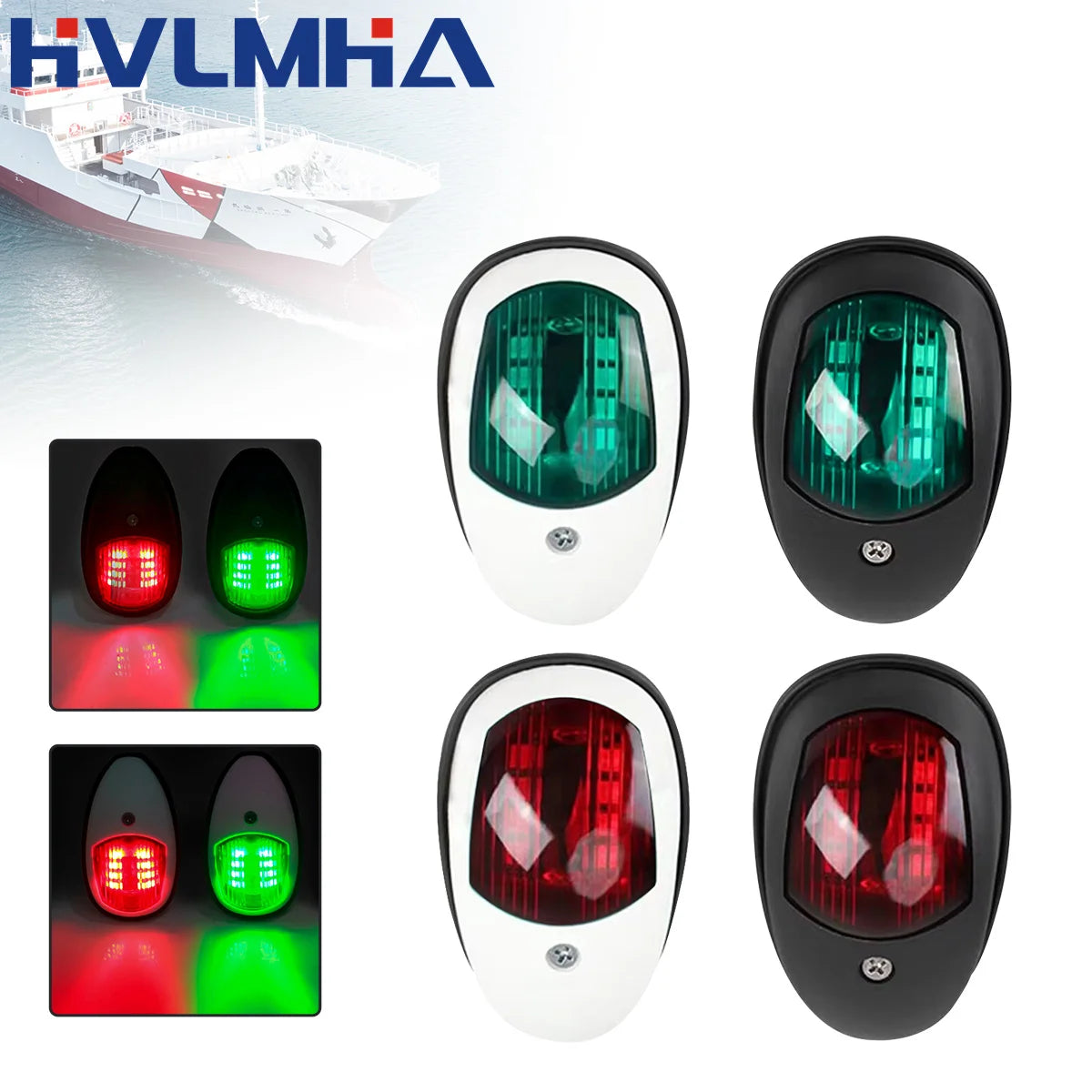LED Navigation Light 10-30V Waterproof Side Marker - Red/Green Starboard Port Indicator for Marine Boat Yacht Truck Trailer