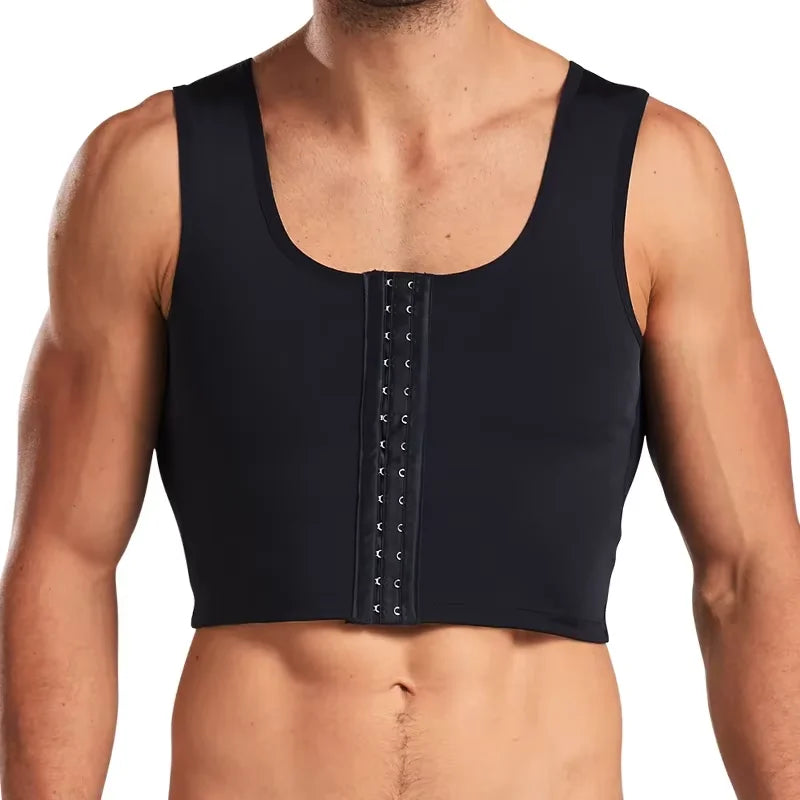Men's Compression Vest - Nylon-Spandex Slimming Undershirt Tank Top for Chest & Torso Support