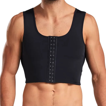 Men's Compression Vest - Nylon-Spandex Slimming Undershirt Tank Top for Chest & Torso Support