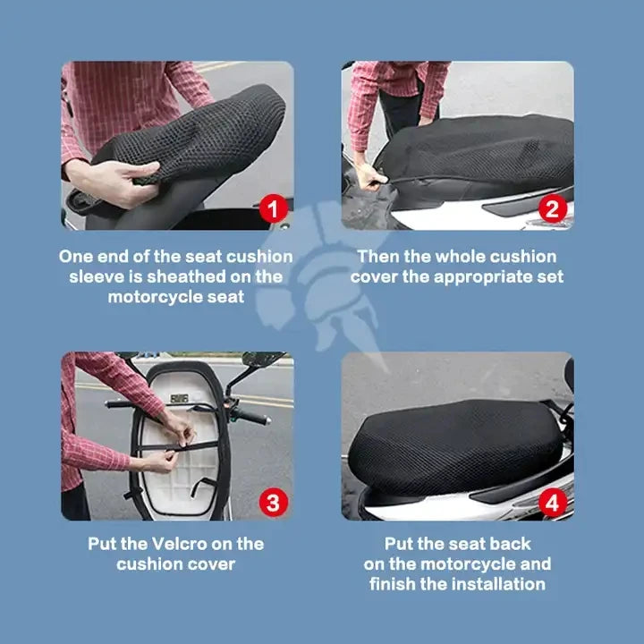 3D Mesh Motorcycle Seat Cover - Breathable Anti-Slip Cushion Pad for Scooters