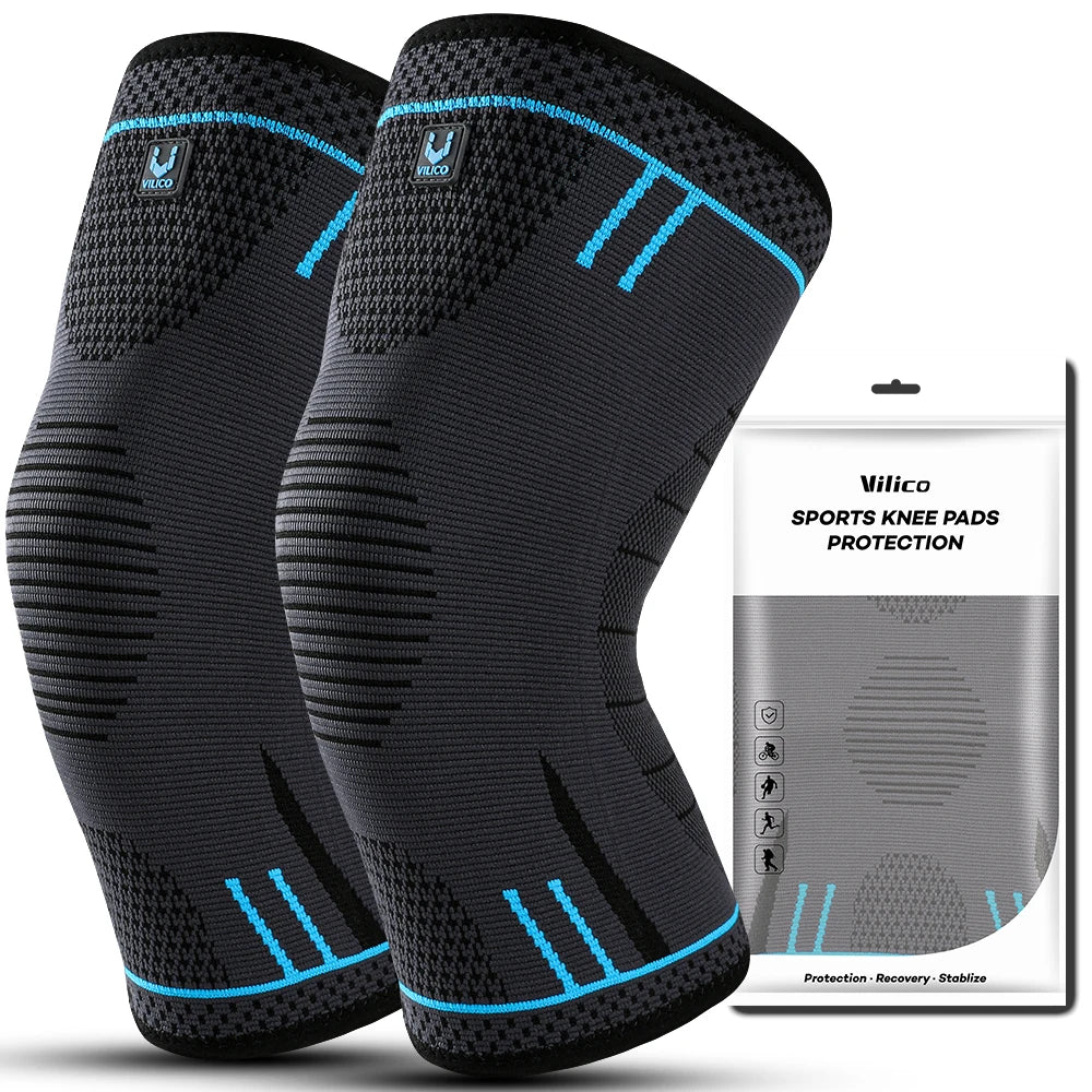 Compression Knee Support Sleeve - Elastic Breathable Knee Brace with Cushioning for Basketball, Volleyball, Running & Gym