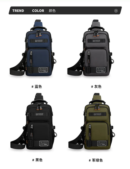 Men's Oxford Chest Pack - Unisex Crossbody Waist Bag with Zipper Pockets
