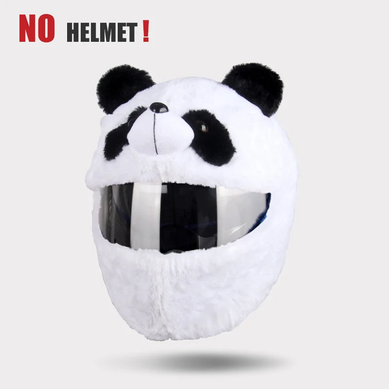 Cartoon Fluffy Plush Helmet Cover - Full-Face Motorcycle Protective Case