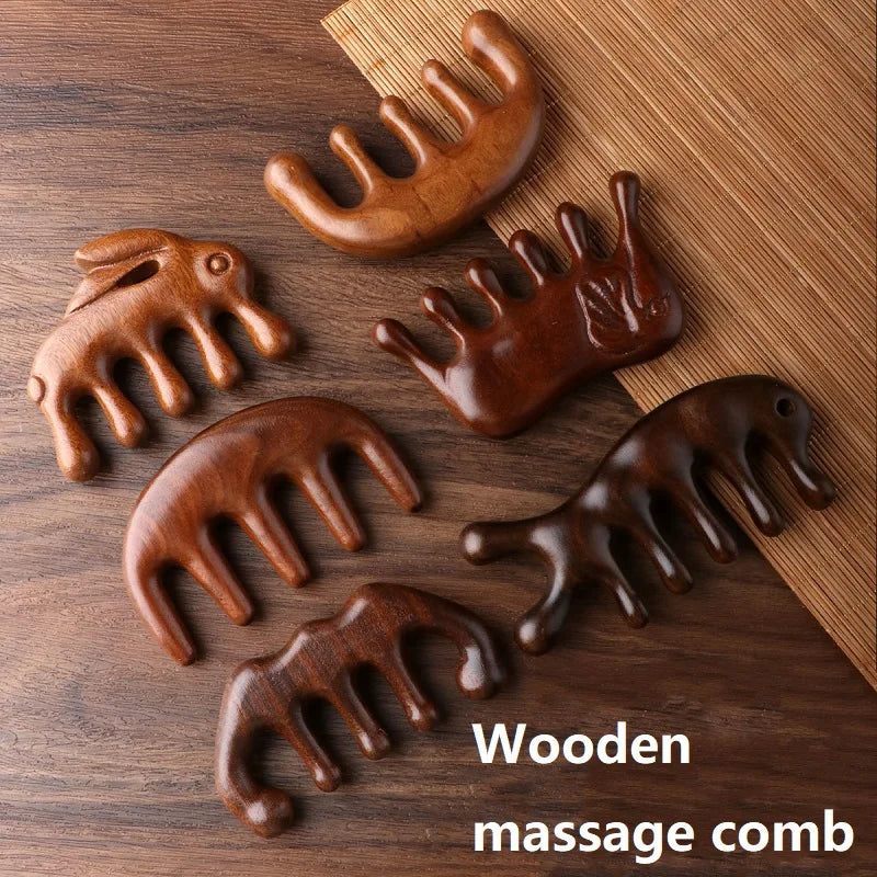 Wooden Scalp Massage Comb - Natural Wood Head Massager for Relaxation & Hair Care