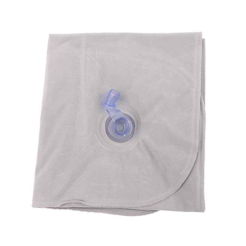 oldable Inflatable Travel Pillow - PVC Flocking Air Cushion for Camping, Hiking, Flight & Outdoor Sleep