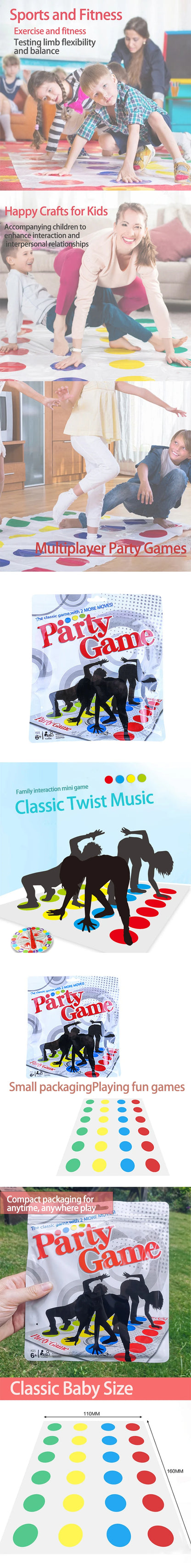Family Twist Mat Board Game - Fun Body Movement Party Game for Kids and Adults