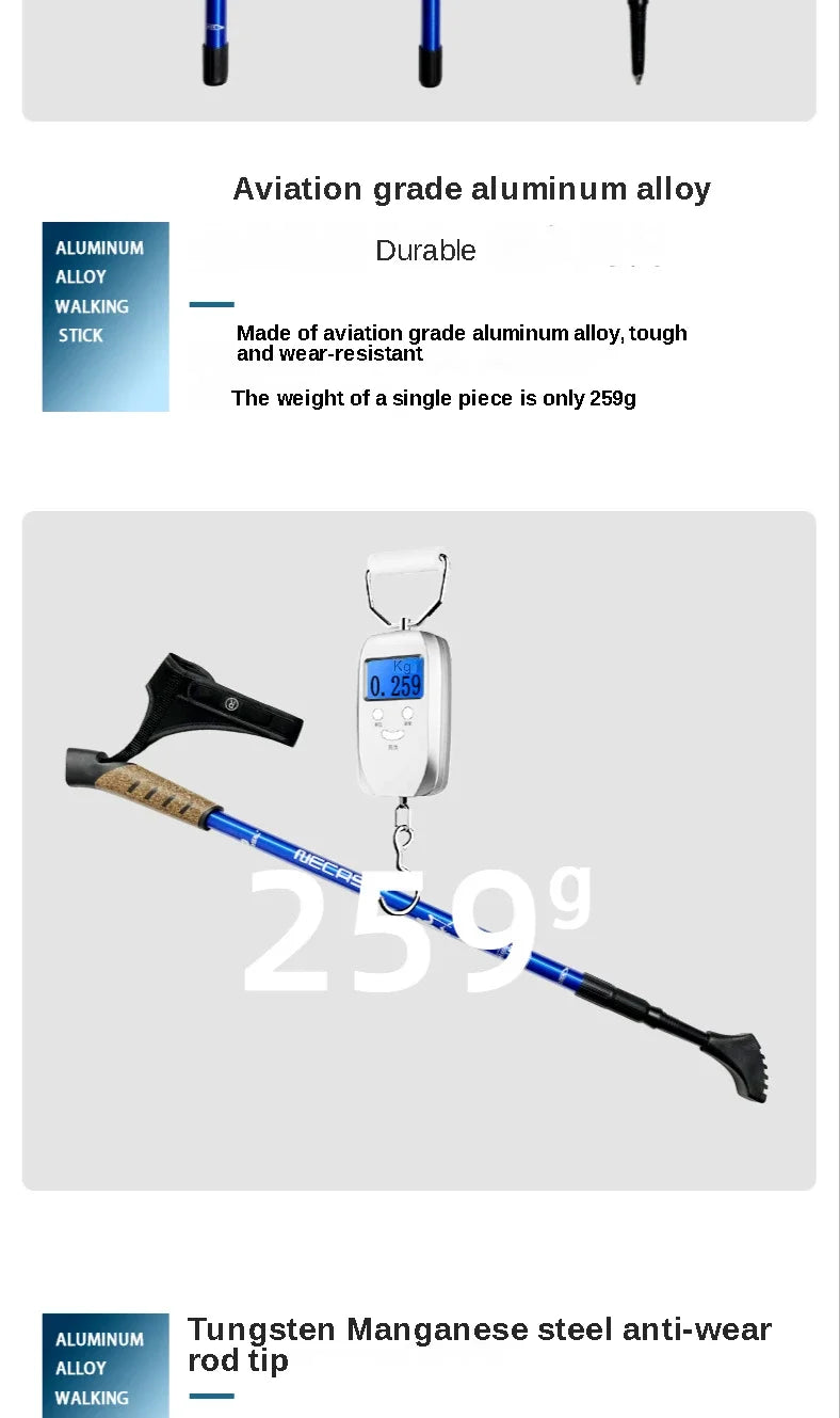 Nordic Walking Poles Set - 2PCS Telescopic Trekking Poles - 7075 Aluminum Alloy Hiking Sticks