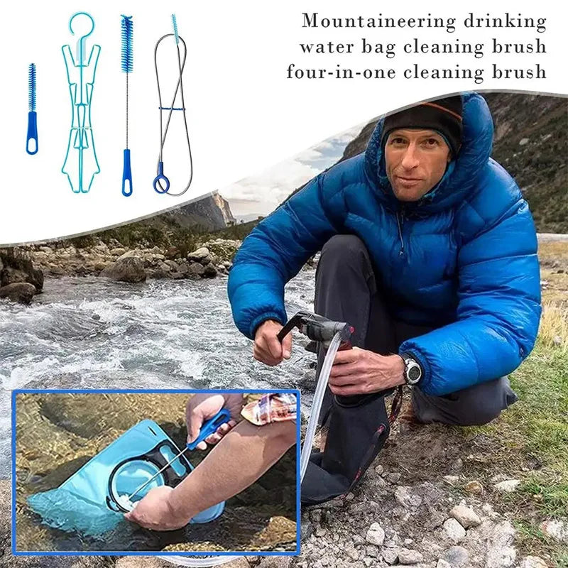 Multifunction 4-in-1 Water Bladder Cleaning Kit - Complete Hydration System Maintenance Tool for Outdoor Camping