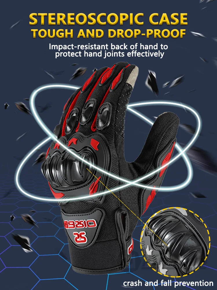 Full Finger Motorcycle Gloves - Summer Breathable, Touch Screen, Non-Slip Racing Gloves