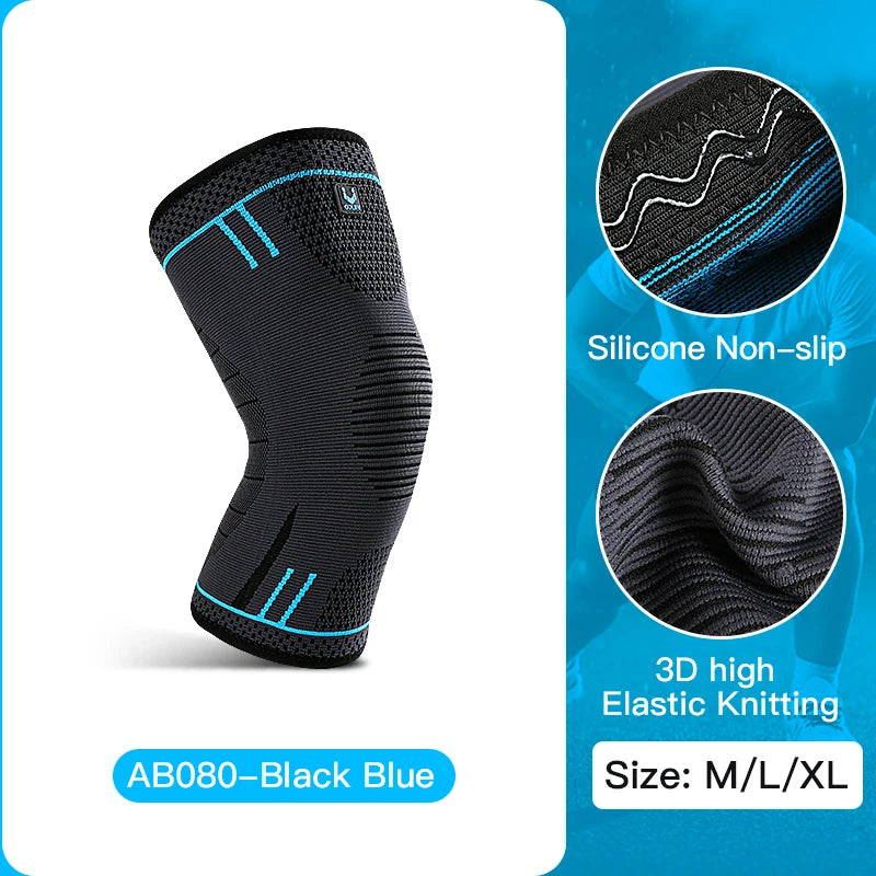 Compression Knee Support Sleeve - Elastic Breathable Knee Brace with Cushioning for Basketball, Volleyball, Running & Gym