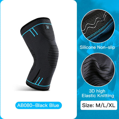 Compression Knee Support Sleeve - Elastic Breathable Knee Brace with Cushioning for Basketball, Volleyball, Running & Gym