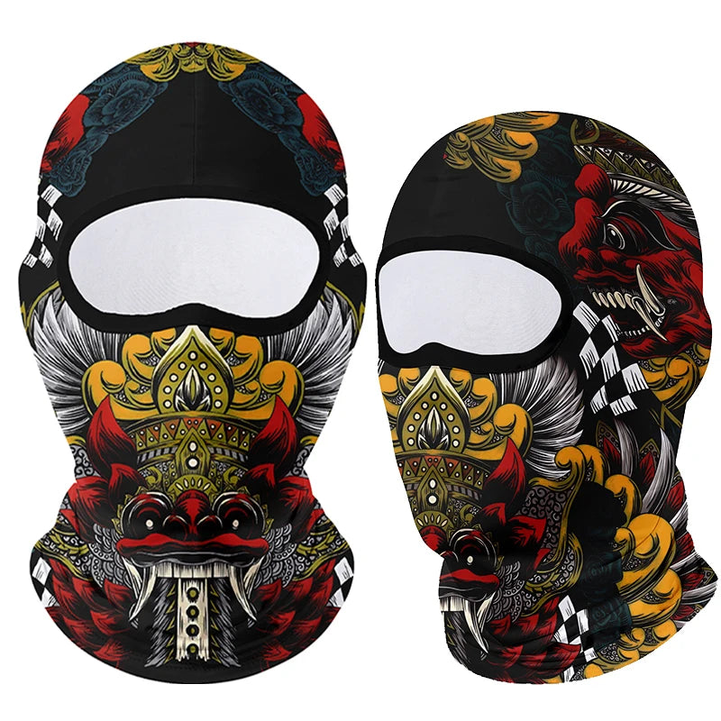 Full Face Balaclava Mask - Breathable Windproof UV Sun Protection - Moto Skull Ghost Clown Design for Summer Spring