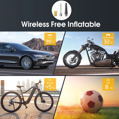 CARSUN Rechargeable Digital Tire Inflator - Portable Cordless Air Compressor for Car, Motorcycle, Bicycle & Balls