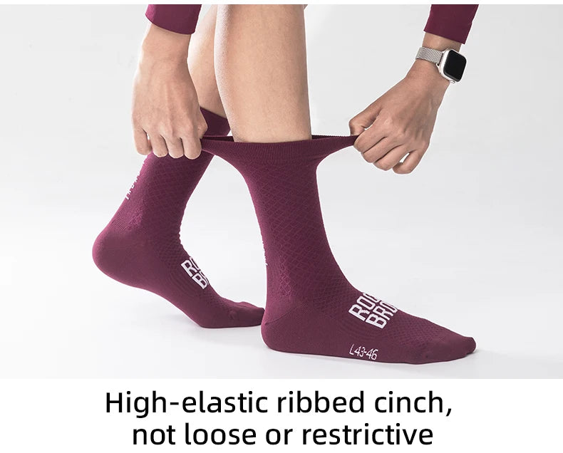 ROCKBROS High-Performance Cycling Socks - Breathable Shock-Absorbing Sport Socks with High Elastic Fabric for Outdoor Biking (1 Pair)
