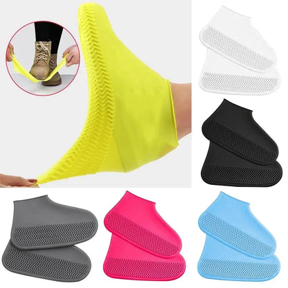 Silicone Waterproof Shoe Covers - Slip-Resistant Reusable Rain Boot Protectors for Outdoor Activities