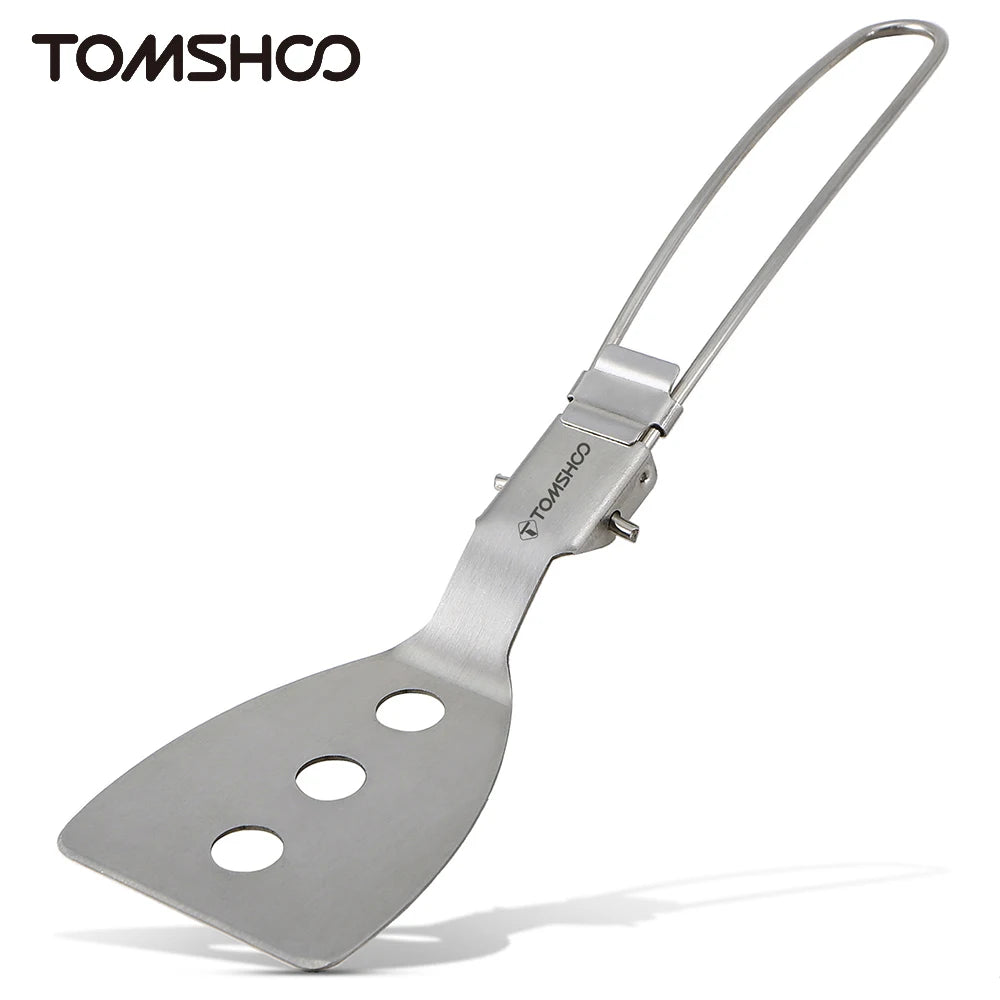 Stainless Steel Folding Spatula Turner - Compact Outdoor Cooking Tool for Camping, Hiking, BBQ, Picnic - Perfect for Mini Pancakes, Bread, Steak & Flat Cooking