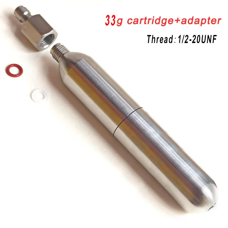 33g Refillable CO2 Cartridge - Multi-Purpose Gas Cylinder for Athletic Equipment & Emergency Gear