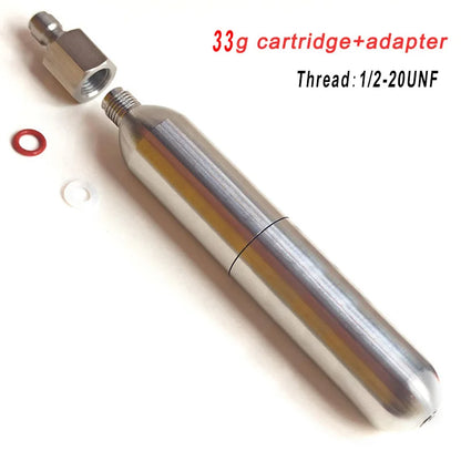 33g Refillable CO2 Cartridge - Multi-Purpose Gas Cylinder for Athletic Equipment & Emergency Gear