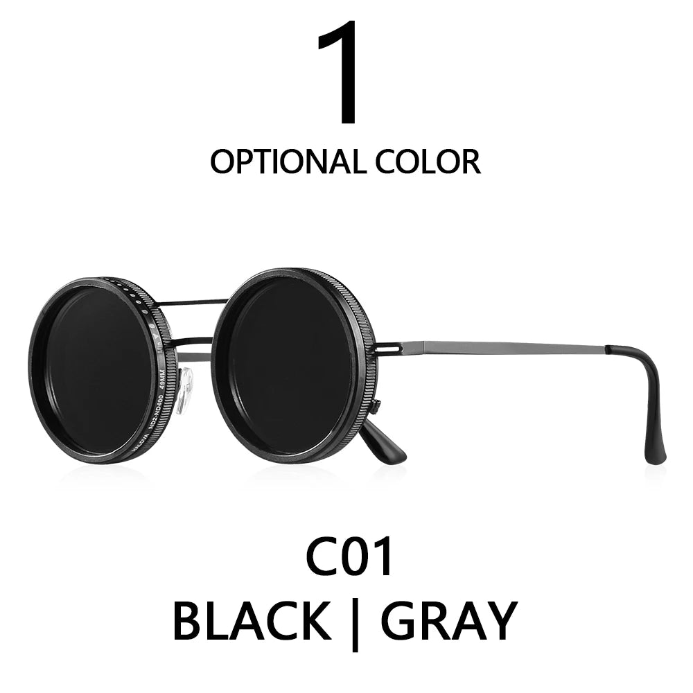 CRIXALIS ND9 Speed Adjustable Dimming Sunglasses - Punk Round Frame for Men & Women, UV400 Outdoor Fishing & Driving Eyewear