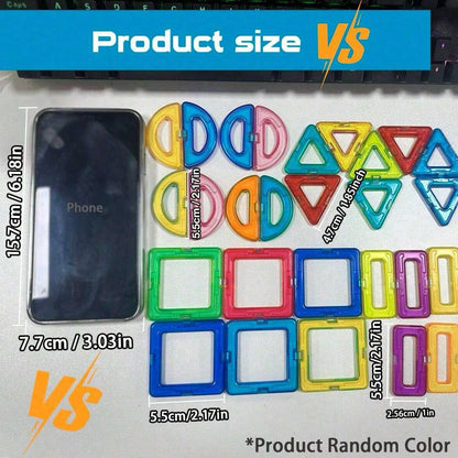Magnetic Building Blocks Set - Medium Size 60-Piece STEM Construction Toy, Educational DIY Magnet Tiles for Learning & Creative Play
