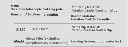 Premium Ultralight Telescopic Trekking Poles - 2PCS Adjustable Walking Sticks with Quick Lock System for Hiking