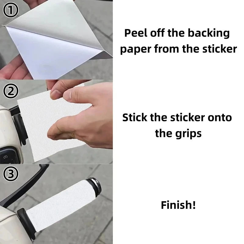 Diamond Pattern Anti-Slip Grip Stickers - Waterproof Motorcycle, E-Bike & Scooter Handle Grips (2 Pack)