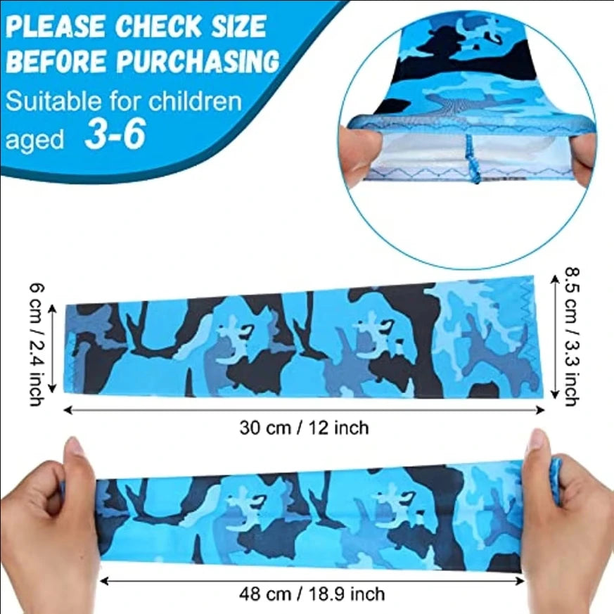 Kids UV Protection Arm Sleeves - Ice Silk Cooling Compression Sleeves for Boys & Girls Outdoor Sports (1 Pair)